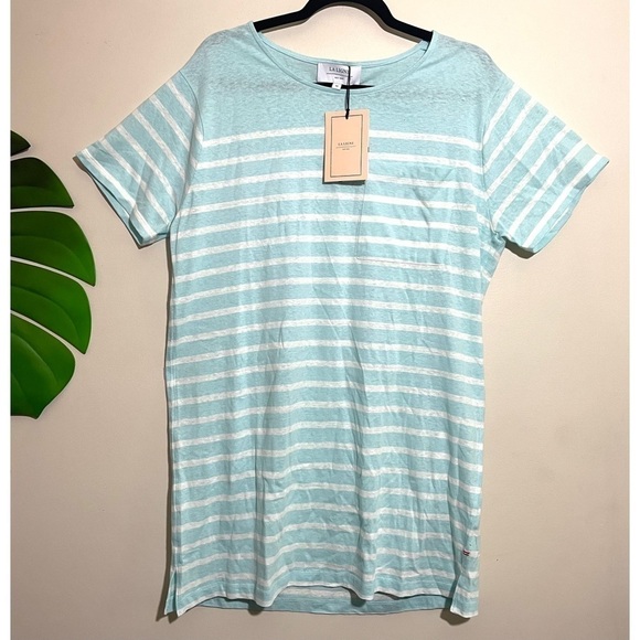 LA LIGNE NWT Edie Knit Dress Pale Blue and Ivory 100% cotton size medium - Picture 5 of 12